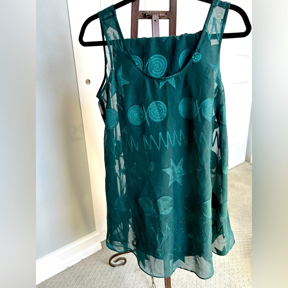 Victoria's Secret Teal Sheer Embroidered Sleep Tank Pants Set